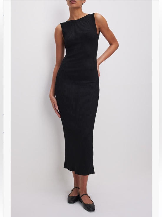 Good American Dresses & Skirts - Good American Shine Scoop Back Ribbed Tank Top Midi Dress Black NWT large